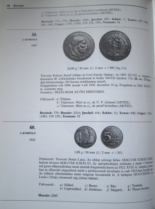 Rdczy Gyula: A legjabb kori magyar pnzek 1892-1981
